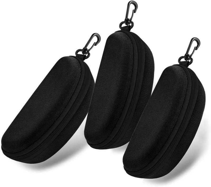 SteelFever 3pcs Zipper Hard Shell Sunglasses Case and Eyeglasses Case Portable Travel Glasses Case with Plastic Hook - Image 1